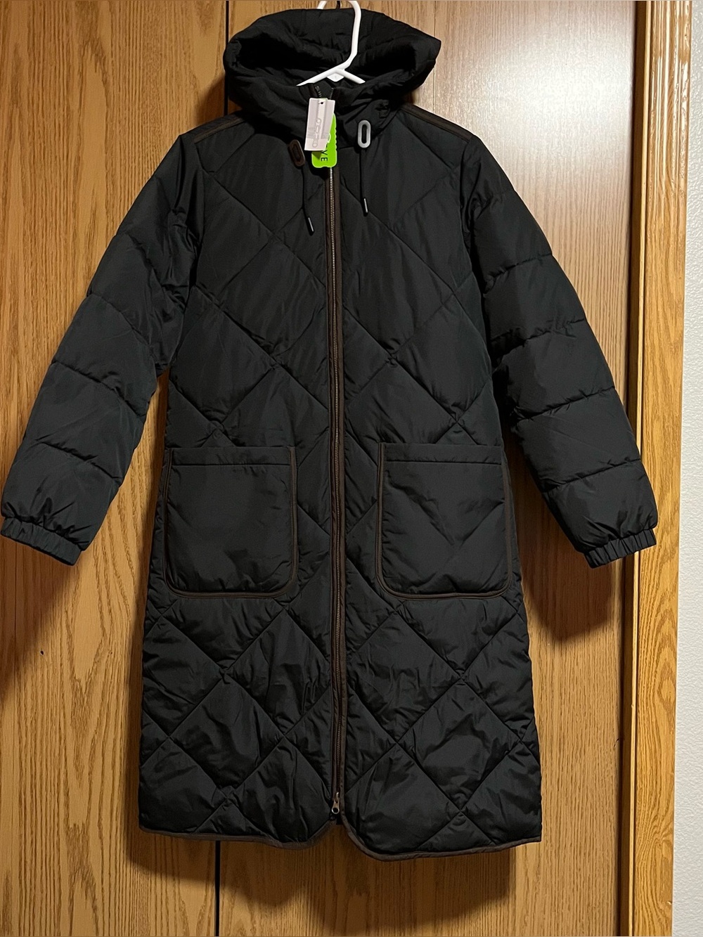 NWT Land’s End  FeatherFree Insulated Diamond Quilted Maxi Coat Women’s XS Black
